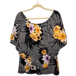 Thalia Sodi Women Top, Size L Floral Ruffle Layered off The Shoulder